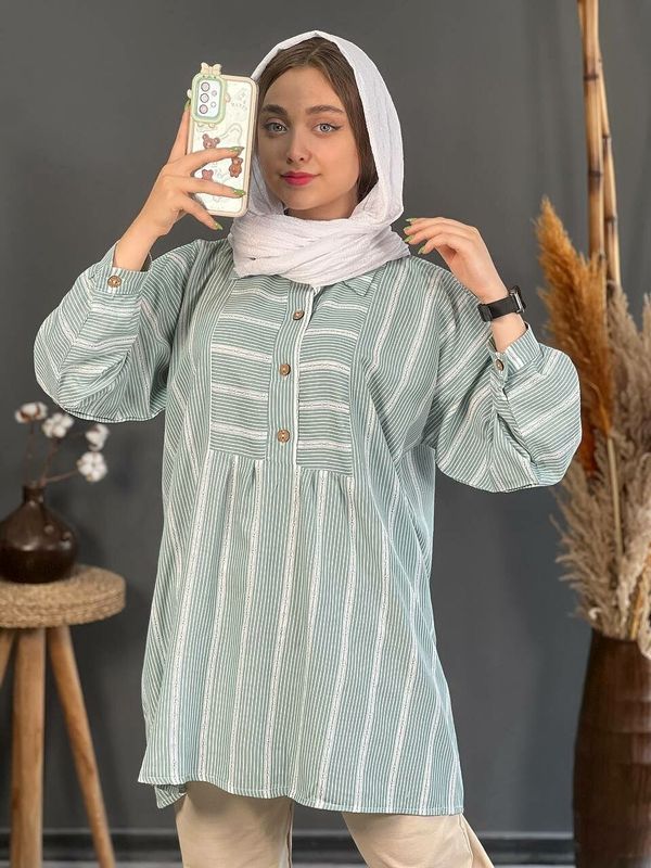تونیک لینن نخ راه راه کد 1140