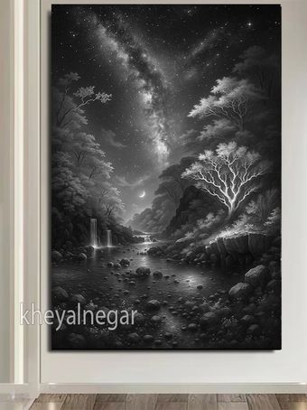 تابلوی سیاه سفید/ سفر به دنیای آرامش شب 🌌کد S2