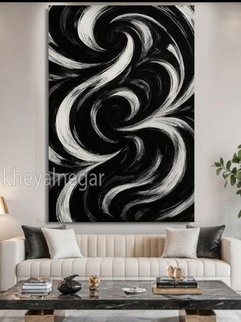 تابلوی سیاه سفید/ سفر به دنیای انتزاع و خلاقیت 🌌کد S6