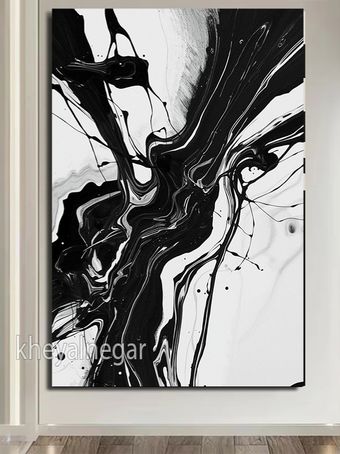 تابلو سیاه سفید/ سفر به دنیای انتزاع و حرکت _ کد S7