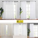 پرده تیکو دکو مدل کتان شفاف افکت دار شش چین سایز 225x280 سانتی متر