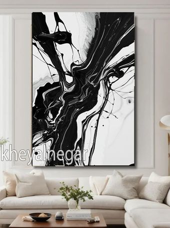 تابلو سیاه سفید/ سفر به دنیای انتزاع و حرکت 🌌کد S7