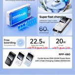 پاوربانک 22.5 وات ریمکس مدل RPP-990 ظرفیت 20000 میلی آمپر ساعت به همراه کابل USB-C و لایتنینگ