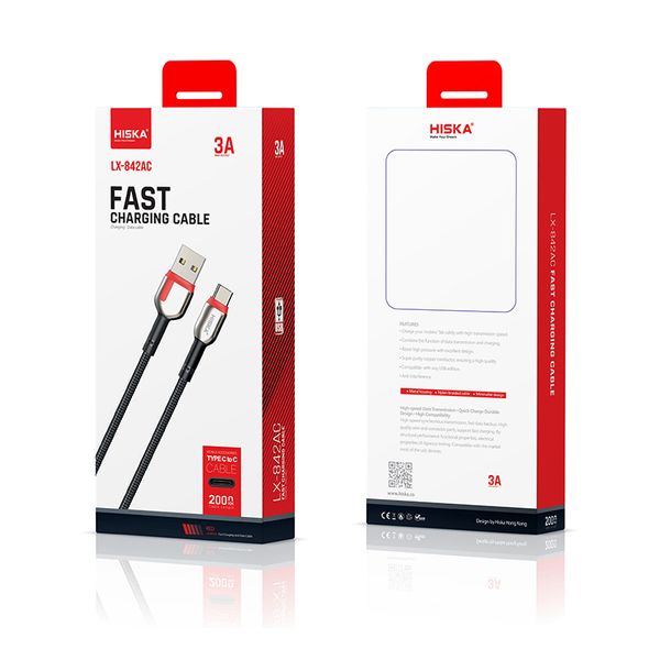 کابل تبدیل USB به USB-C هیسکا مدل LX-842AC طول 2 متر