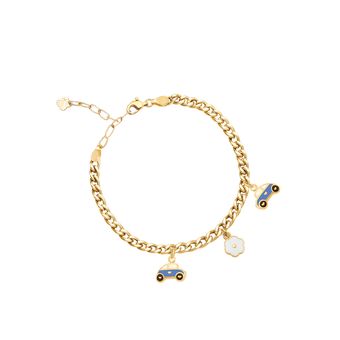 دستبند طلا 18 عیار بچگانه مریم اکرمی گلد گالری مدل کارتیه 2 و فولکس گل