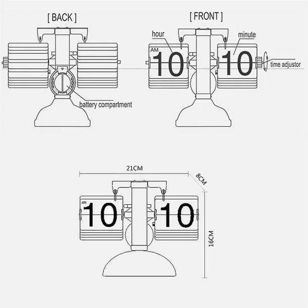 ساعت رومیزی مدل ورقه ای Flip Clock مشکی
