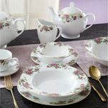 سرویس غذاخوری 28 پارچه 6 نفر چینی زرین ایران مدل ایتالیا اف بیدگل درجه عالی