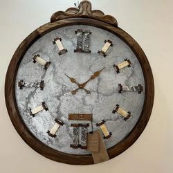 ساعت دیواری چوبی صفحه طوسی لوکس بیسورت قطر 66