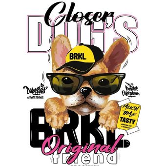 برچسب حرارتی لباس یا استیکر اتویی مدل سگ عینکی