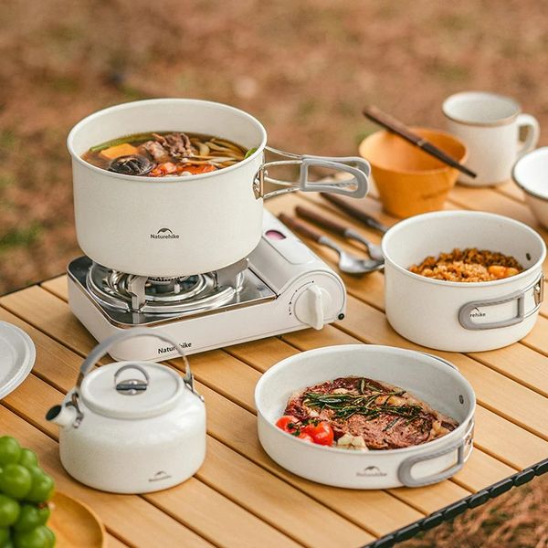 ست ظروف نیچرهایک – قابلمه، ماهیتابه، کتری سرامیکی Naturehike Ceramic Non-Stick Pot Set 4-7 People – CNK2450CF013