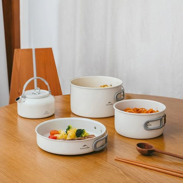 ست ظروف نیچرهایک – قابلمه، ماهیتابه، کتری سرامیکی Naturehike Ceramic Non-Stick Pot Set 4-7 People – CNK2450CF013