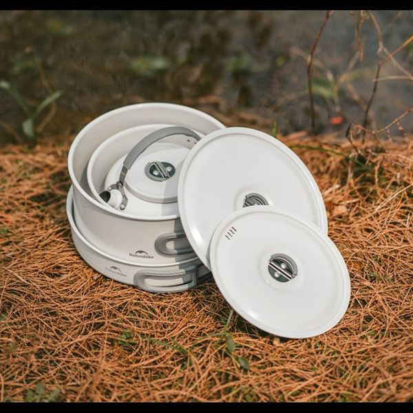 ست ظروف نیچرهایک – قابلمه، ماهیتابه، کتری سرامیکی Naturehike Ceramic Non-Stick Pot Set 4-7 People – CNK2450CF013