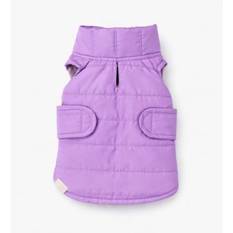 لباس سگ و گربه مدل پافر جلیقه‌ای زمستانی یاسی | دارای چسب فیکس و جای قلاده