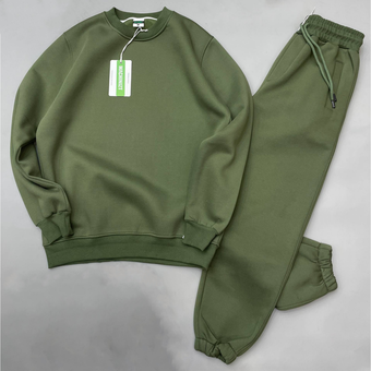 ست دورس و شلوار جاگر دم پاکش مچینست سبز ارتشی