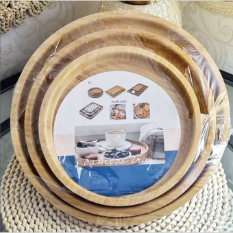 ست سینی بامبو گرد سه سایز 25,30,35