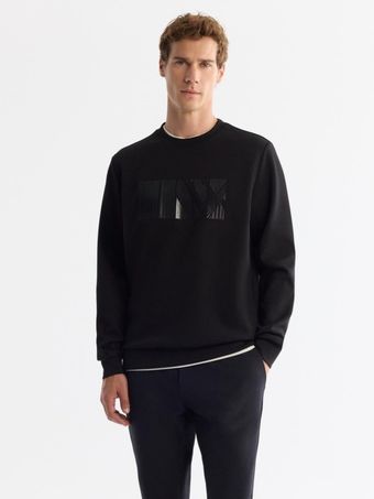 سویشرت یقه گرد مشکی طرح دار / برند آووا ترکیه AVVA