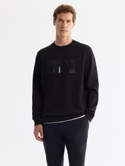 سویشرت یقه گرد مشکی طرح دار / برند آووا ترکیه AVVA