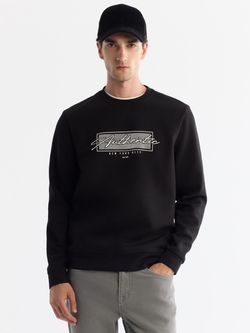 سویشرت یقه گرد مشکی طرح دار NW / برند آووا ترکیه AVVA