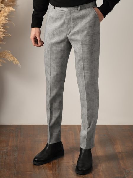 شلوار چهارخونه طوسی کارلوتی کد p296