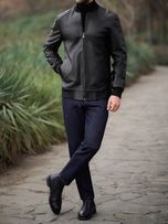 کاپـشن چرم طبیعی مشکی j151