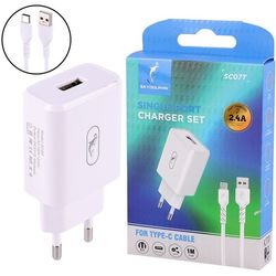 شارژر دیواری 12 وات اسکای دلفین SC07T + کابل تایپ سی