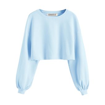 کراپ‌ تی‌شرت آستین بلند زنانه آرمادیا مدل کبریتی فلورانس کد BL04