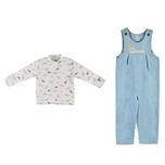 ست تی‌شرت آستین بلند و سرهمی دخترانه مدل MDSS-CH6509