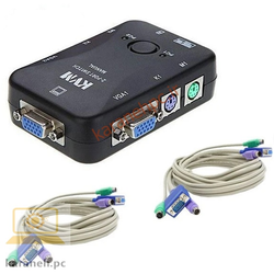 سوییچ KVM دو پورت PS2   به همراه دو کابل KVM