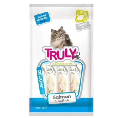 بستنی گربه ونپی ترولی طعم سالمون و ماهی کاد 5 عددی Truly Creamy Treats