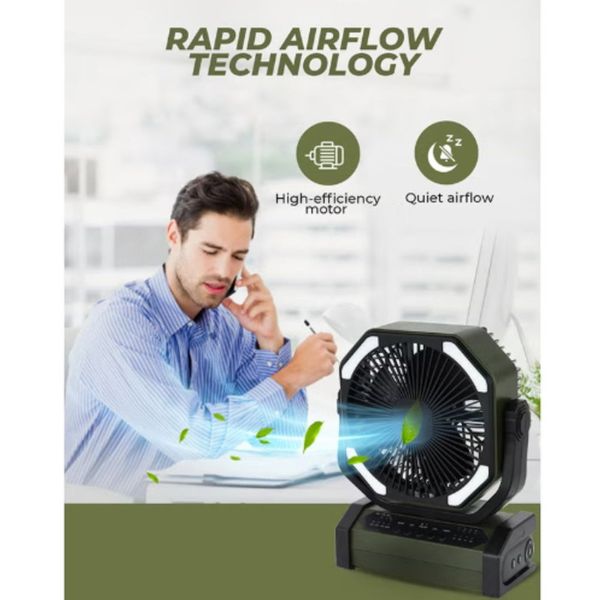 پنکه شارژی جیپاس 8 اینچ مدل GF21220 ریموتدار با باتری 10000 میلیآمپرساعت
