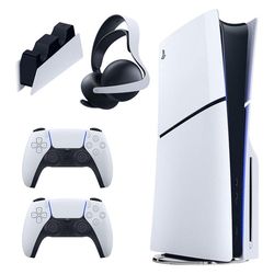 کنسول بازی سونی مدل PlayStation 5 Slim ظرفیت یک ترابایت ریجن 2016A اروپا به همراه دسته اضافی و پایه شارژر و هدست Elite