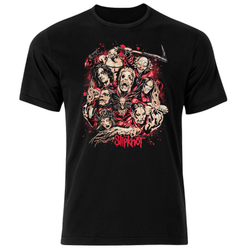 تی شرت مشکی پنبه یقه گرد مدل Slipknot بند متال