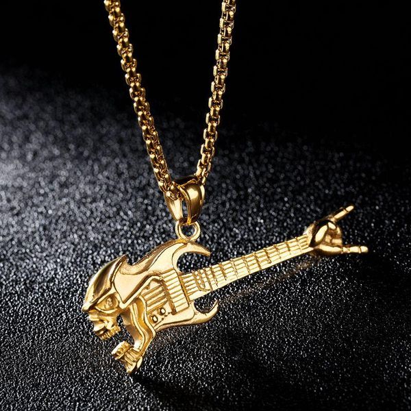 گردنبند مردانه طرح گیتار راک مدل 4344