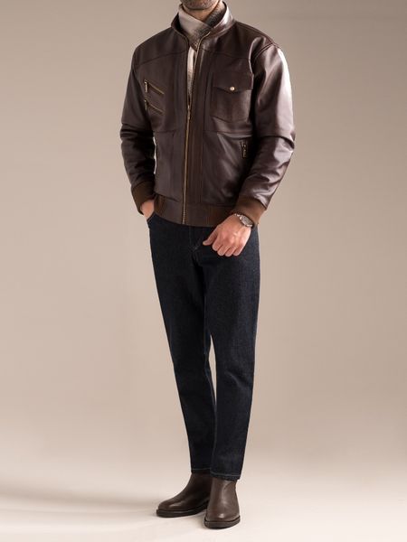 کاپشن چرم طبیعی کارلوتی کد  j200