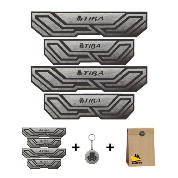 برچسب پارکابی خودرو شیپرس طرح پارکابی چرم کد SP012 مناسب برای تیبا بسته 4 عددی به همراه جاکلیدی