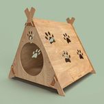 جای خواب سگ و گربه و خرگوش مدل لانه چوبی کد B20