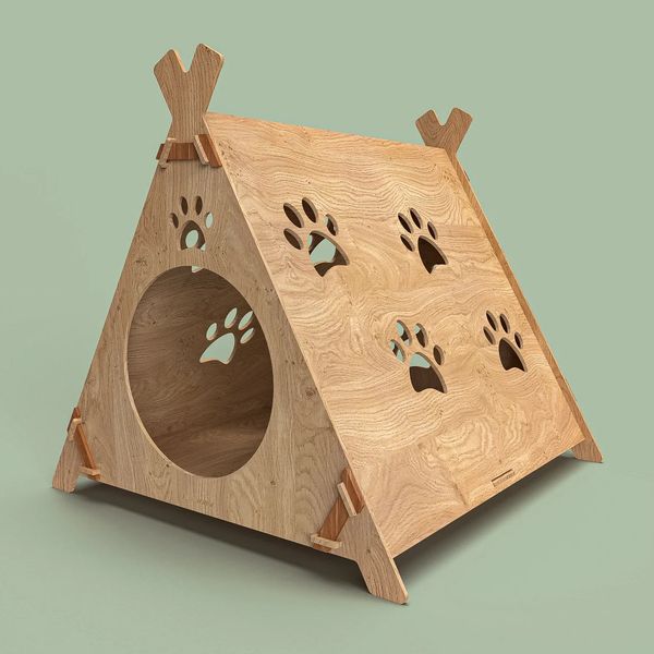 جای خواب سگ و گربه و خرگوش مدل لانه چوبی کد B20