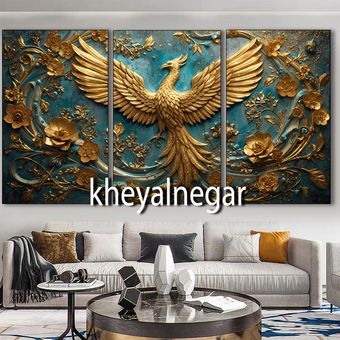 تابلو مدرن گوزن _ سه‌بعدی _ سه‌تکه / 🌊 کد t6