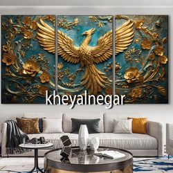 تابلو مدرن ققنوس افسانه‌ای _ سه‌بعدی _ سه‌تکه / 🌊 کد t5
