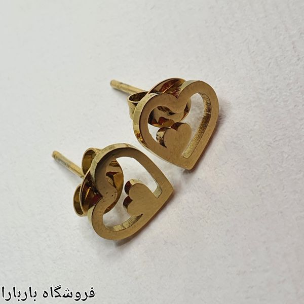 گوشواره دخترانه مدل میخی طرح دو قلب