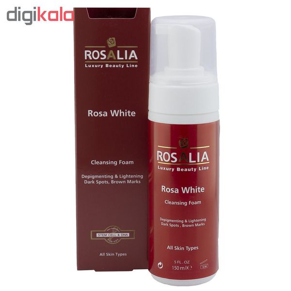 فوم پاک‌کننده و روشن‌کننده رزالیا مدل Rosa White حجم 150 میلی‌لیتر