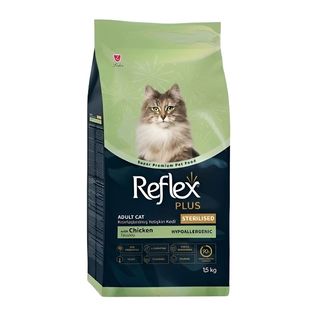 غذا خشک گربه بالغ رفلکس مدل Reflex plus Sterilized Chicken طعم مرغ وزن 1500 گرم