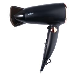 سشوار مسافرتی 1600 وات وی جی ار مدل V-439، موتور DC، وزن 300 گرم، المنت فلز، دارای سری متمرکزکننده باریک با ویژگی حجمدهندگی، ب