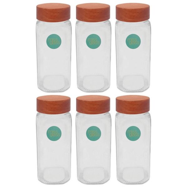 ست جا ادویه ای میس گلس مدل M2 در چوبی بسته 6 عددی