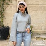 کراپ زنانه آستین بلند دستبافت شاهو مدل Tanelis