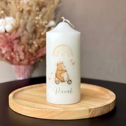خرید شمع دست ساز دکوری طرح خرس عروسکی | هدیه اتاق کودک