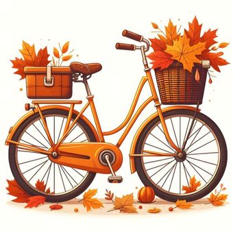 برچسب حرارتی لباس یا استیکر اتویی تم پاییز دوچرخه