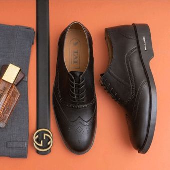 کفش مردانه چرم مجلسی و اسپرت هشترگ کد 125 طرح Bruges رویه چرم خارجی رنگ مشکی