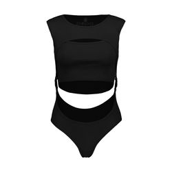 بادی آستین بلند زنانه پپا مدل Buckle رنگ مشکی