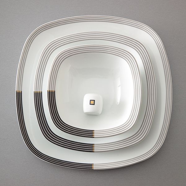 سرویس غذاخوری 27 پارچه چینی زرین ایران سری کواترو مدل وگاس اوریت درجه یک